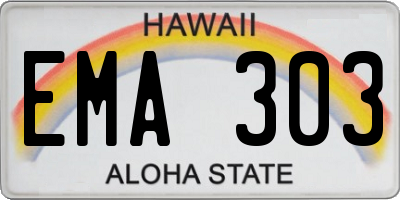HI license plate EMA303