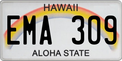 HI license plate EMA309