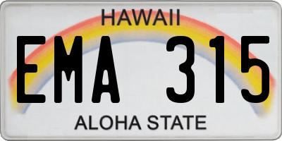 HI license plate EMA315