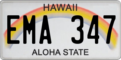 HI license plate EMA347