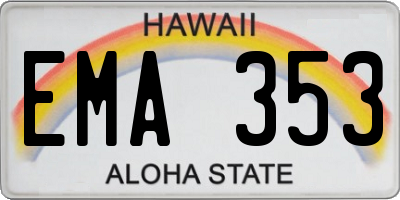 HI license plate EMA353