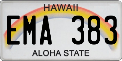 HI license plate EMA383
