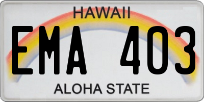 HI license plate EMA403