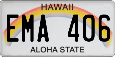 HI license plate EMA406