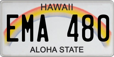 HI license plate EMA480