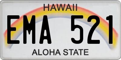 HI license plate EMA521