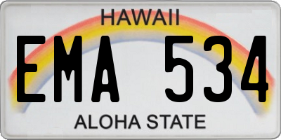 HI license plate EMA534