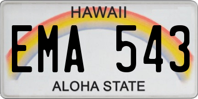 HI license plate EMA543