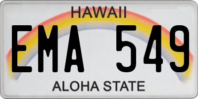 HI license plate EMA549
