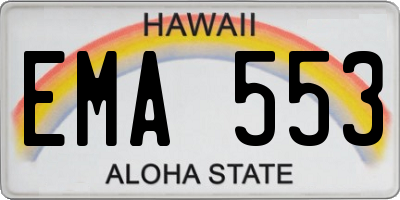 HI license plate EMA553