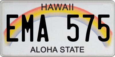 HI license plate EMA575