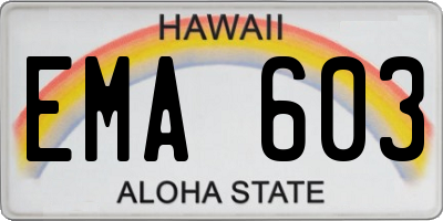 HI license plate EMA603