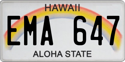 HI license plate EMA647