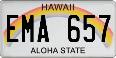 HI license plate EMA657