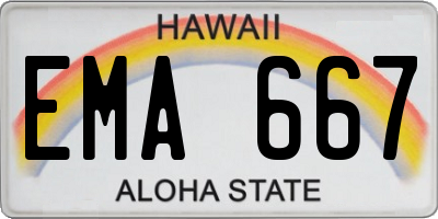 HI license plate EMA667
