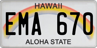 HI license plate EMA670