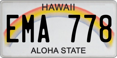 HI license plate EMA778