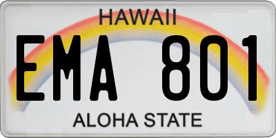 HI license plate EMA801