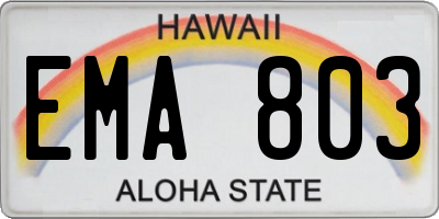 HI license plate EMA803