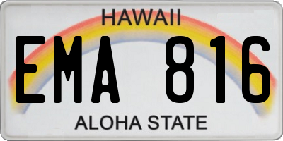 HI license plate EMA816