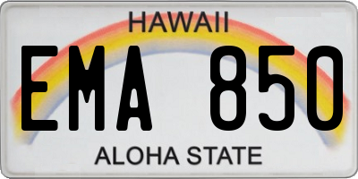 HI license plate EMA850