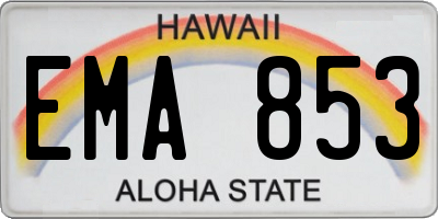HI license plate EMA853