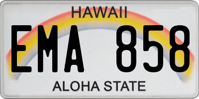 HI license plate EMA858
