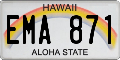 HI license plate EMA871