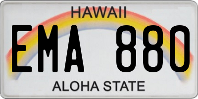 HI license plate EMA880