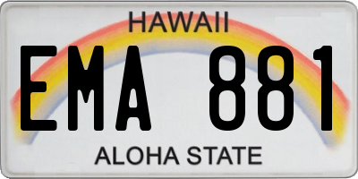 HI license plate EMA881