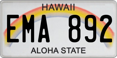 HI license plate EMA892