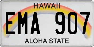 HI license plate EMA907