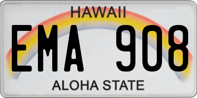HI license plate EMA908