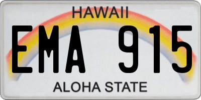 HI license plate EMA915