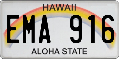 HI license plate EMA916