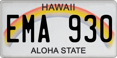 HI license plate EMA930