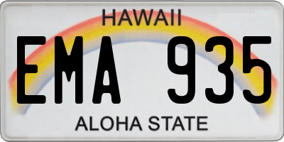 HI license plate EMA935