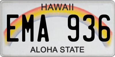 HI license plate EMA936