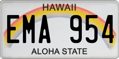 HI license plate EMA954