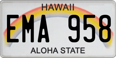 HI license plate EMA958