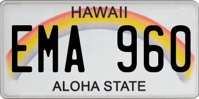 HI license plate EMA960
