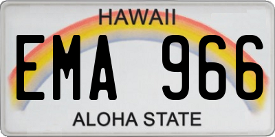 HI license plate EMA966