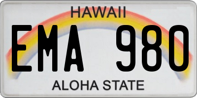 HI license plate EMA980