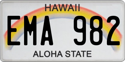HI license plate EMA982