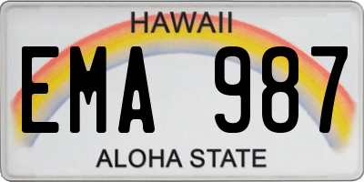 HI license plate EMA987