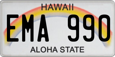 HI license plate EMA990
