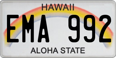 HI license plate EMA992