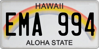 HI license plate EMA994