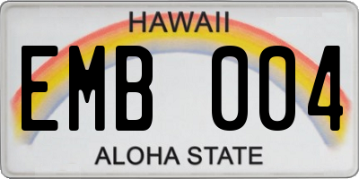 HI license plate EMB004