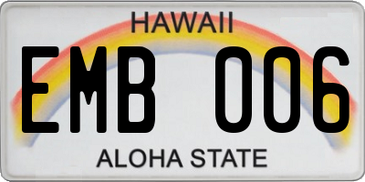 HI license plate EMB006